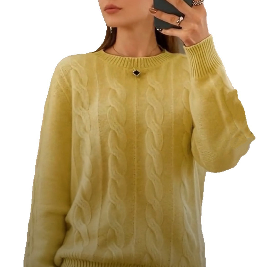 Damen Kuscheliger Zopfmuster-Feinstrickpullover mit legerer Passform – Mavelle