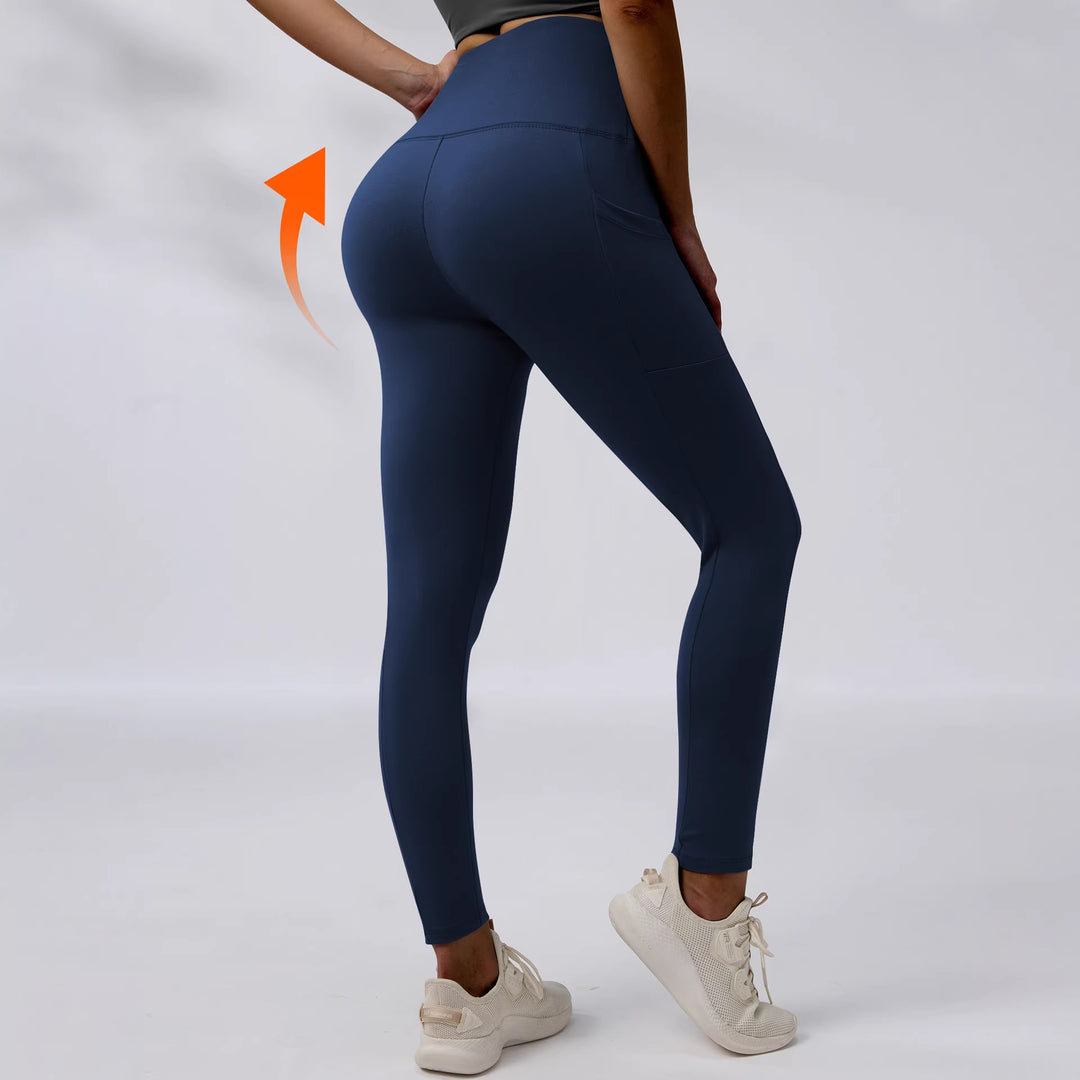 Damen Knöchelhohe Sportleggings mit hohem Bund und seitlicher Smartphone-Tasche – Avélisse