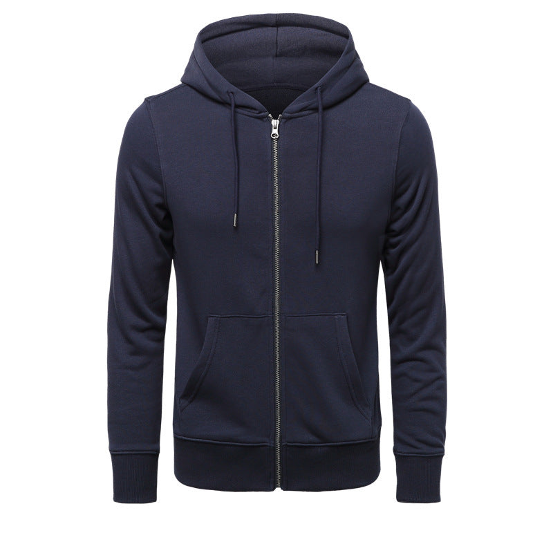 Herren schmal geschnittener Zip-Hoodie mit Metall-Reißverschluss, doppellagiger Kapuze und Kängurutasche – Cavarno