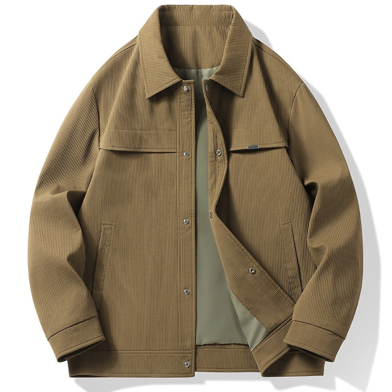 Herren Cord-Überhemdjacke mit Druckknopffront, durchgehendem Futter & Relaxed-Schnitt Echoarchiv
