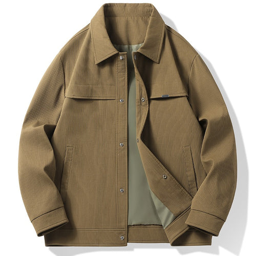 Herren Cord-Überhemdjacke mit Druckknopffront, durchgehendem Futter & Relaxed-Schnitt Echoarchiv