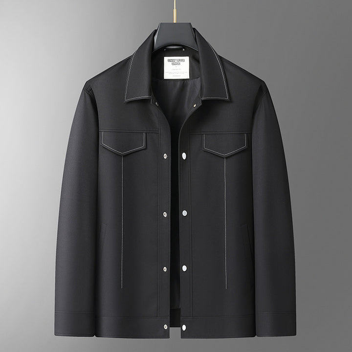 Herren Minimalistische Hemdjacke aus softem Vegan-Kunstleder mit verdeckter Druckknopfleiste Echo Archiv