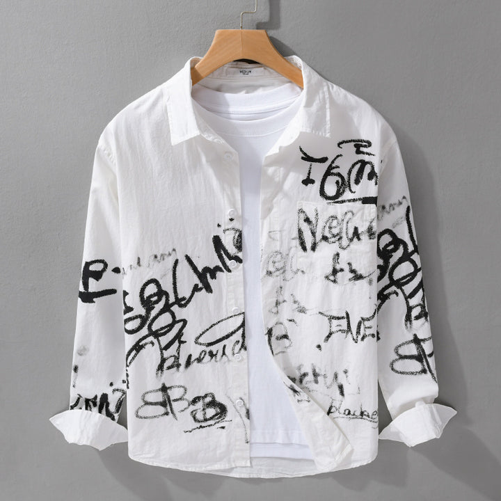 Herren Lässiges Overshirt mit grafischem Scribble-Print und Brusttasche Echoarchiv