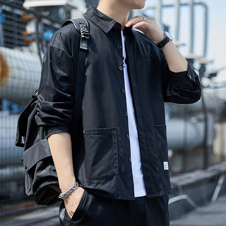 Herren Overshirt im leichten Canvas‑Utility‑Style mit Hemdkragen und aufgesetzten Taschen Echoarchiv