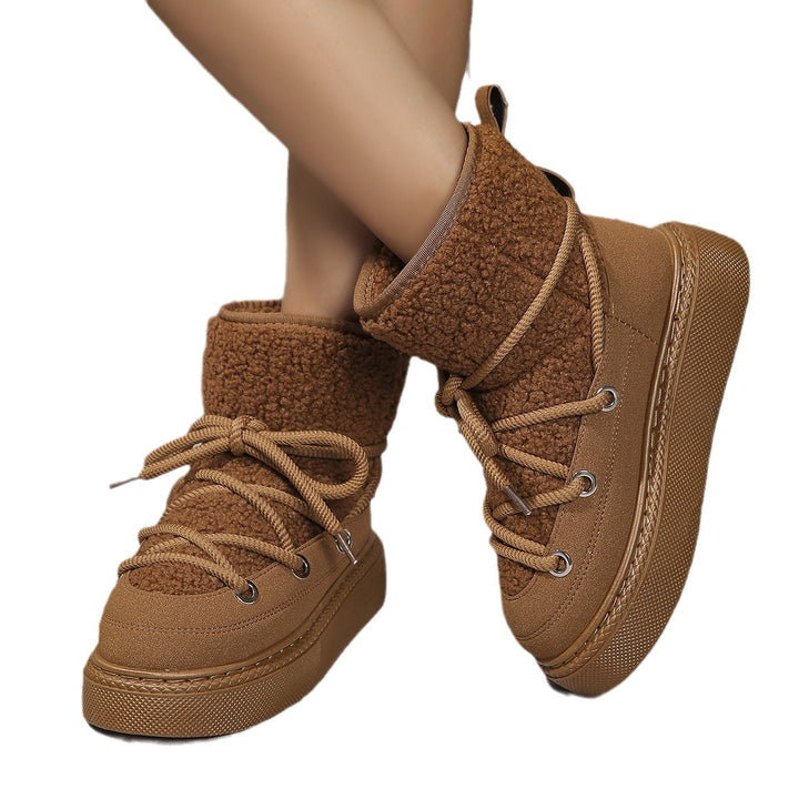 Damen Gefütterte Plateau-Schnürboots mit Teddyfutter und dicker Profilsohle – Lioré