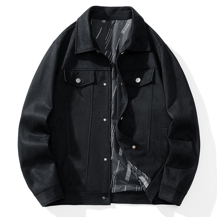 Herren Baumwollmix-Truckerjacke mit kontrastiertem Innenfutter und Pattentaschen – Taviero
