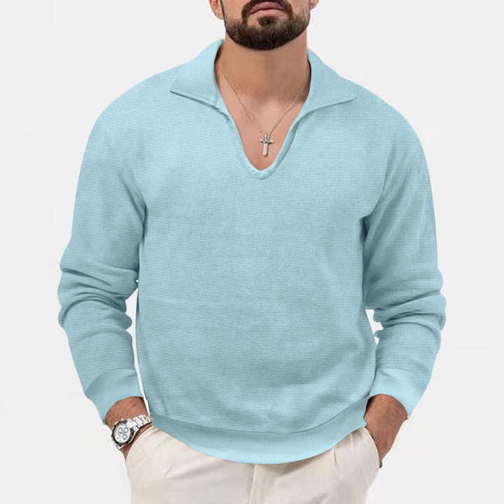 Herren modischer V-Ausschnitt Pullover mit strukturiertem Design Echoarchiv
