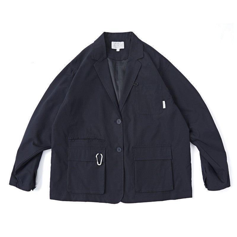 Unisex Weit geschnittener Utility-Blazer mit Multifunktionstaschen Echo Archiv