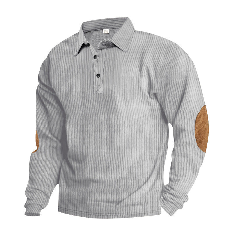 Herren Langarm Hemd mit strukturiertem Material und modischen Ellbogenpatches Echoarchiv