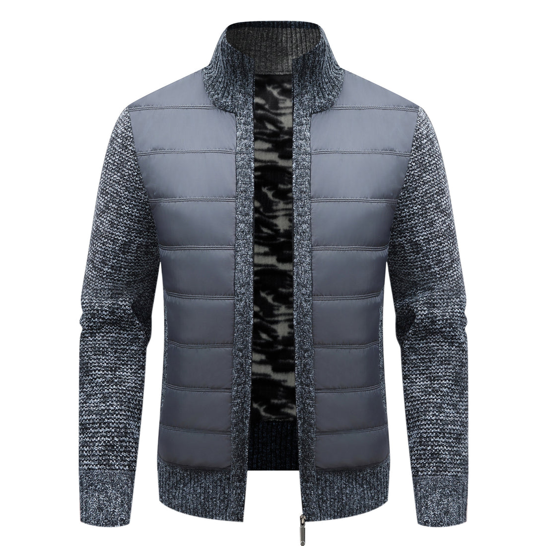Herren Steppjacke mit hohem Kragen und eleganter Strickästhetik – Taviero