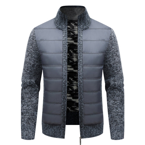 Herren Steppjacke mit hohem Kragen und eleganter Strickästhetik Echoarchiv
