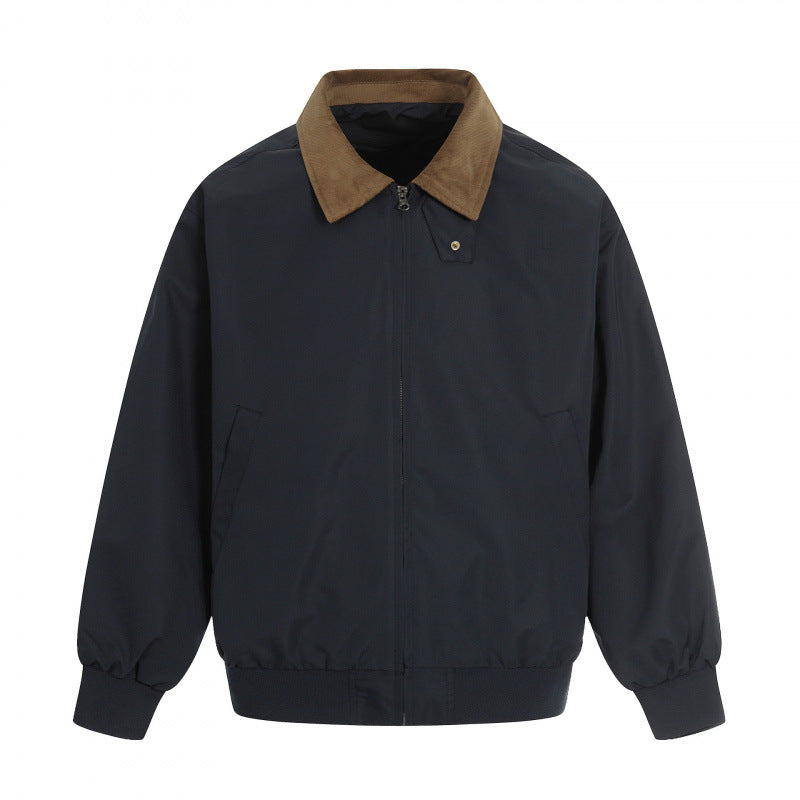 Herren Harrington-Jacke mit Cordkragen, geripptem Saum und dezenter Frontzipper Echo Archiv