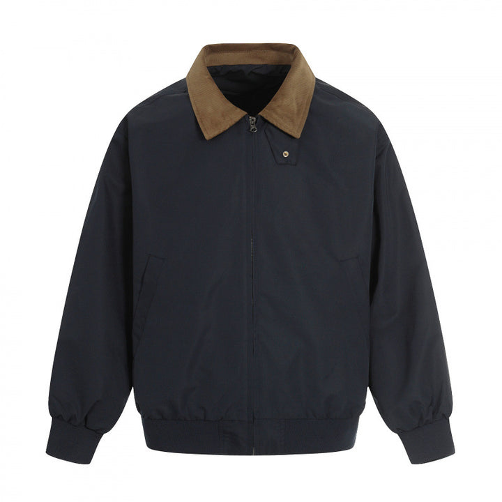 Herren Harrington-Jacke mit Cordkragen, geripptem Saum und dezenter Frontzipper Echo Archiv