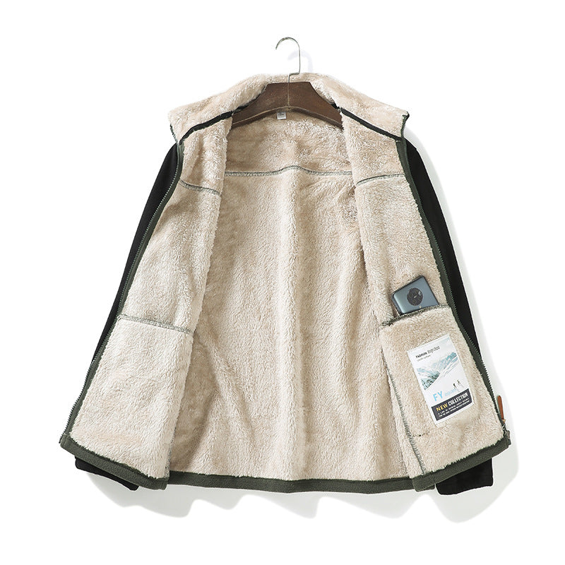 Herren Zweifarbige Fleece-Übergangsjacke mit Stehkragen, Reißverschluss & Eingrifftaschen Echoarchiv