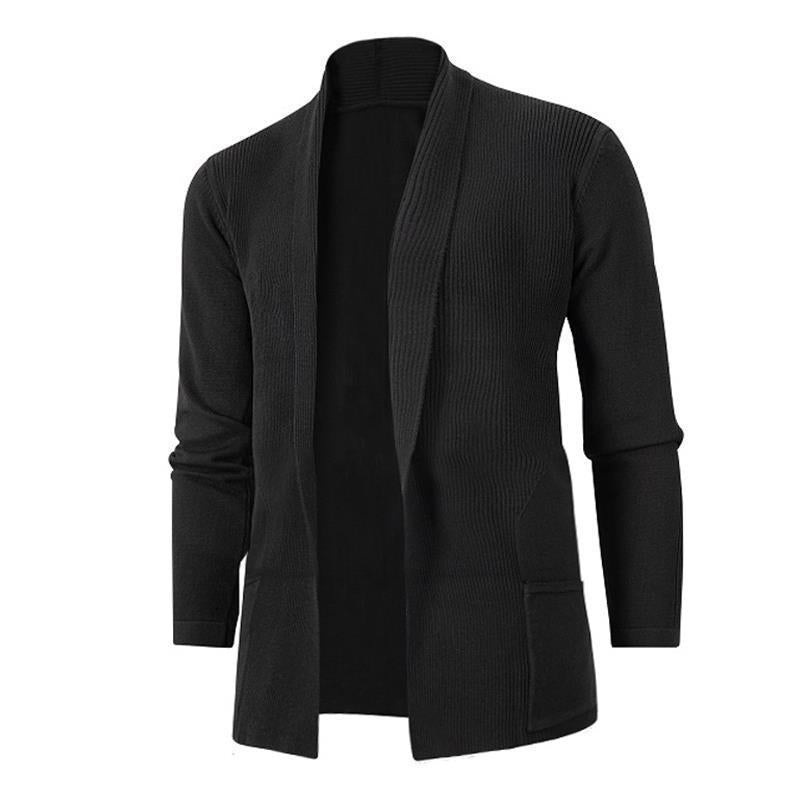 Herren lässige Strickjacke mit offenem Kragen und elegantem Rippdesign Echoarchiv