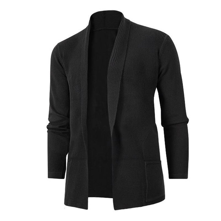 Herren lässige Strickjacke mit offenem Kragen und elegantem Rippdesign Echoarchiv