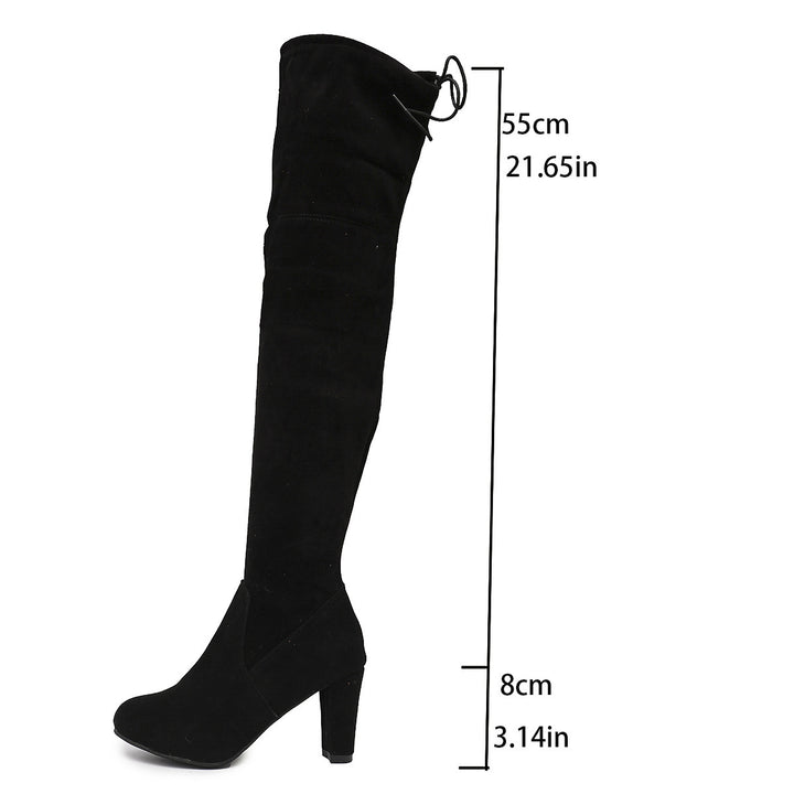 Damen Overknee-Slouch-Stiefel mit 8cm Blockabsatz und verstellbarem Kordelabschluss Echo Archiv