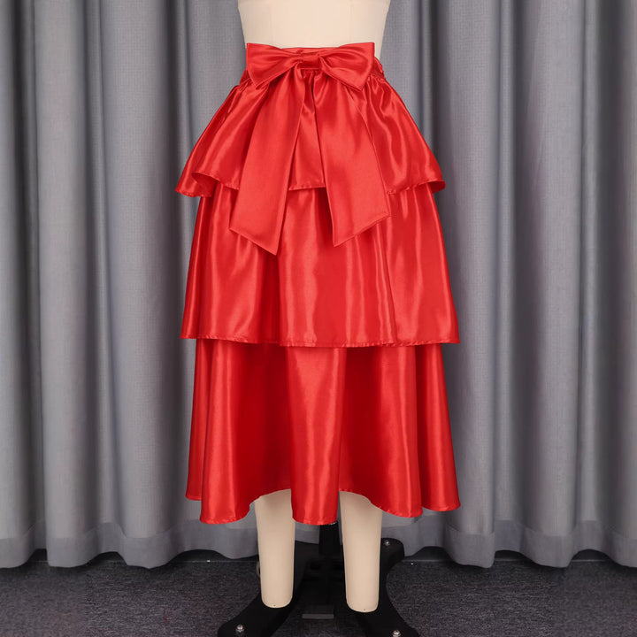 Damen Eleganter voluminöser Rock mit Rüschendetails und Taillengürtel Echo Archiv