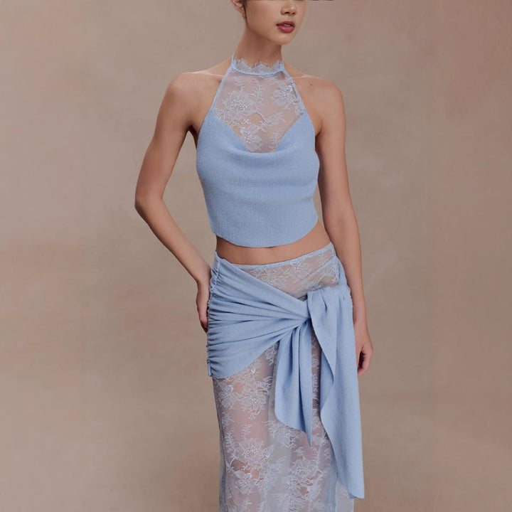 Damen Elegantes Spitzen-Top und Maxi-Rock Set Echo Archiv