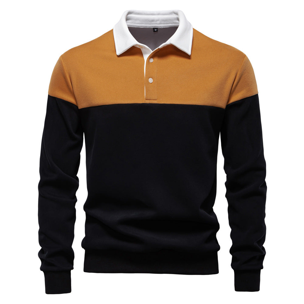 Herren Langarm Poloshirt mit modernen Farbapplikationen und hochwertigem Stoff Echoarchiv