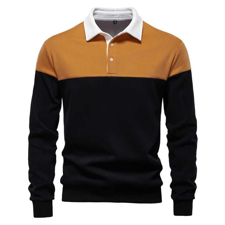 Herren Langarm Poloshirt mit modernen Farbapplikationen und hochwertigem Stoff Echoarchiv