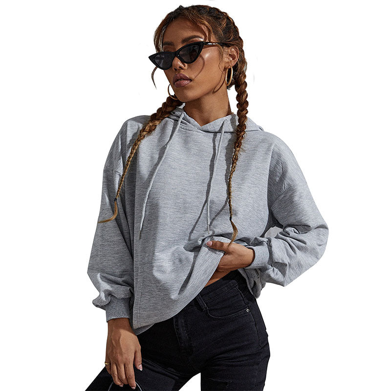 Damen Kapuzenpullover mit Statement-Backprint, Oversize‑Schnitt und gerippten Bündchen Echoarchiv