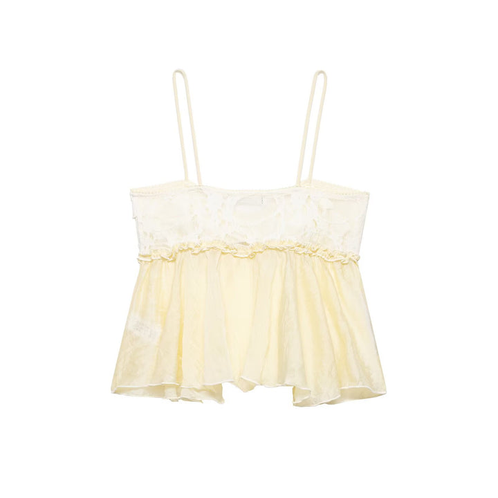 Damen Spitzen-Cami-Top mit zarter Rüsche und fließendem Schnitt Echo Archiv