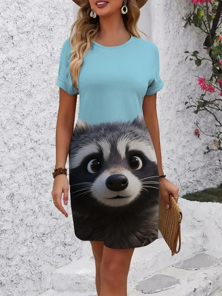 Damen T-Shirt Kleid mit kreativem Druckdesign Echo Archiv
