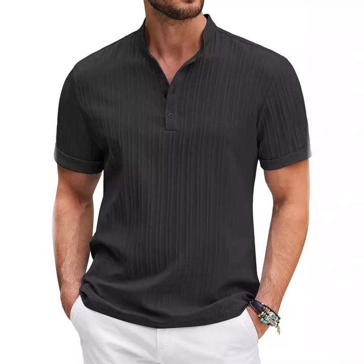 Herren Struktur Kurzarm Henley-Shirt Echoarchiv