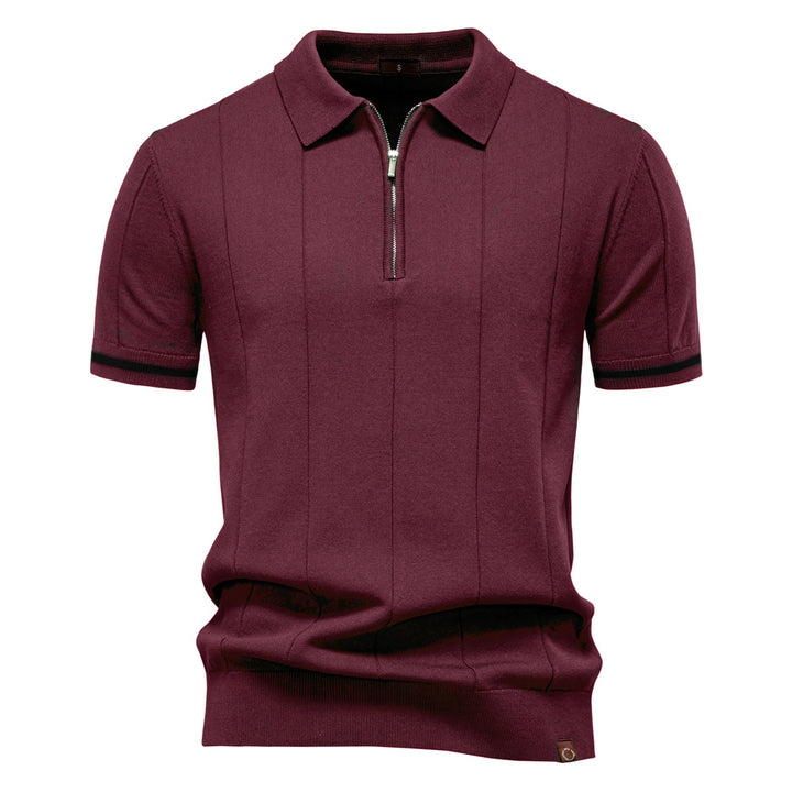 Herren Polohemd mit kurzer Knopfleiste und strukturiertem Design Echoarchiv