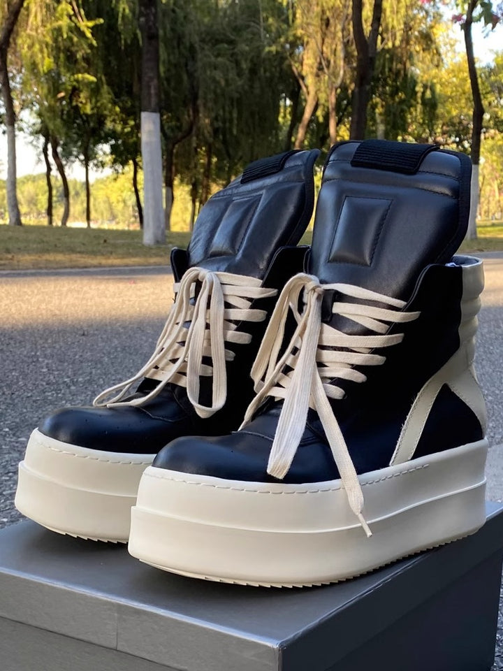 Damen Plateau-High-Top Sneaker-Stiefel mit gepolstertem Schaft und extrahoher Gummisohle – Lioré