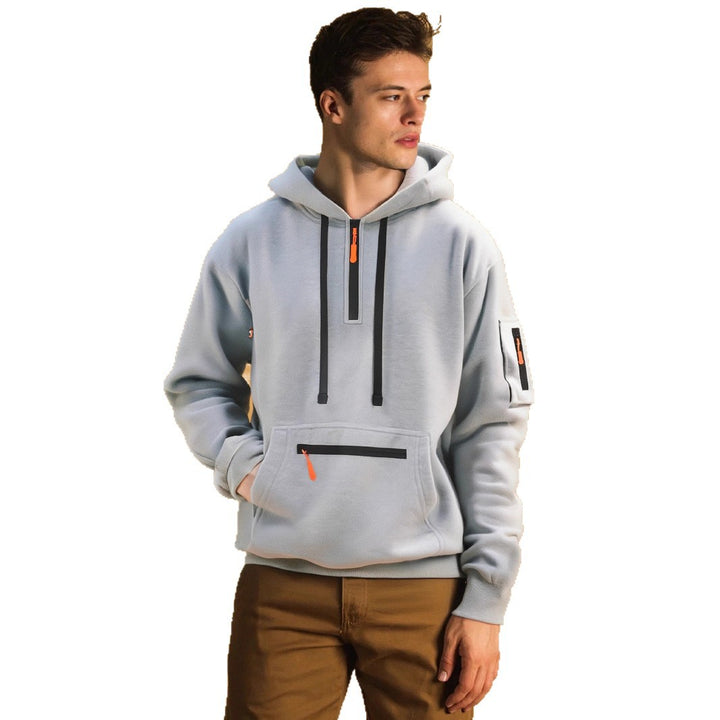 Herren modischer Kapuzenpullover mit innovativen Reißverschlusselementen Echoarchiv
