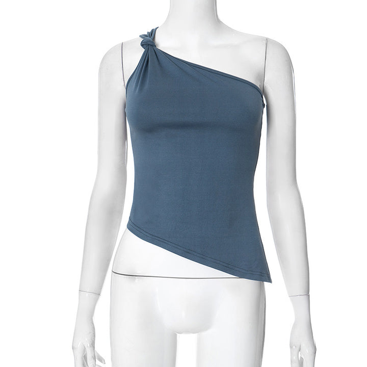 Damen asymmetrisches Trägershirt mit elegantem Knoten-Detail Echo Archiv