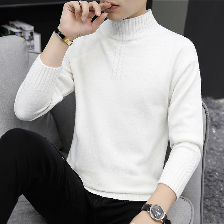 Herren Strickpullover mit hohem Kragen und Rippstrickdetails Echoarchiv