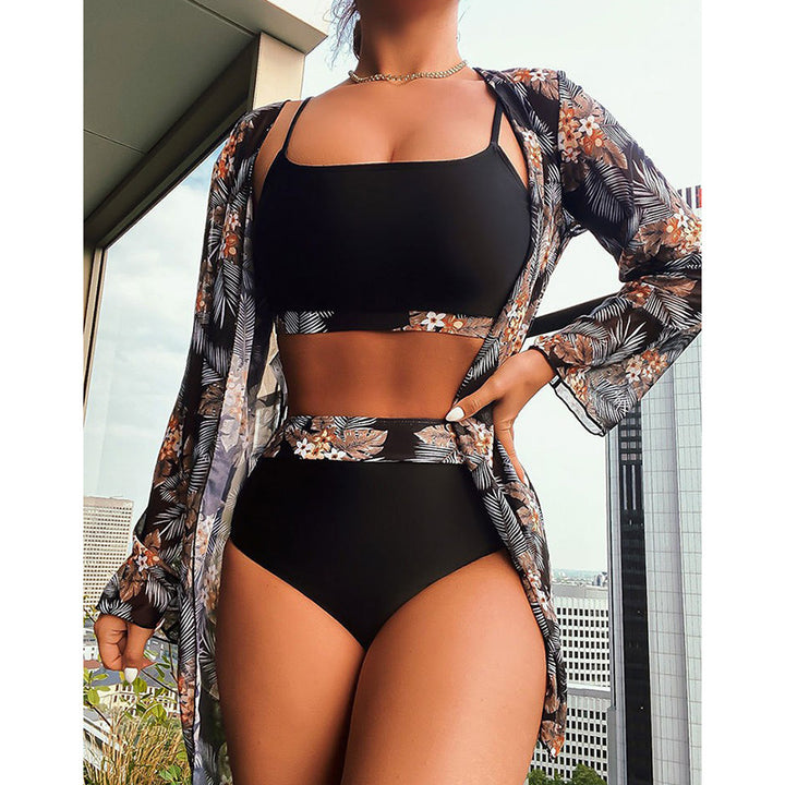 Damen Bikini-Set mit integriertem Kimono und hochtailliertem Slip Echo Archiv
