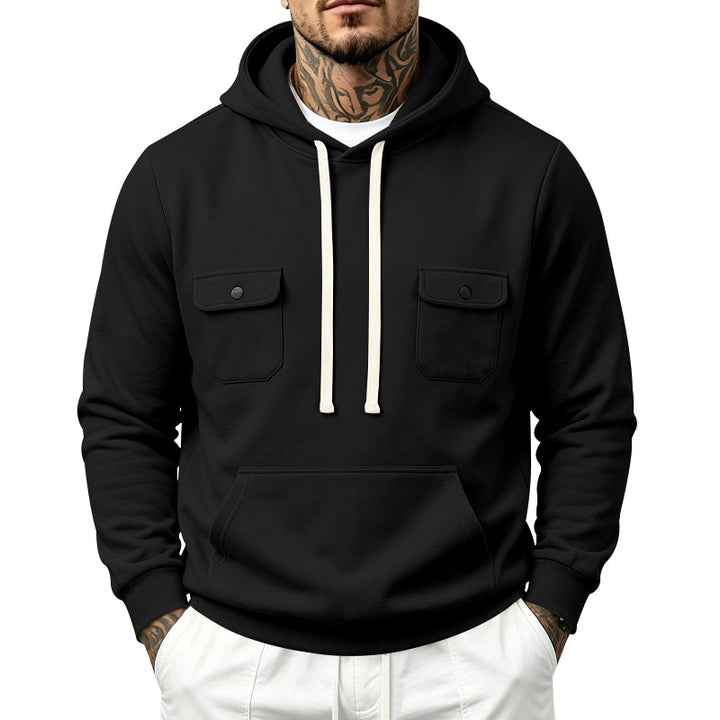 Herren Kapuzenpullover mit Doppel-Brusttaschen und Kängurutasche Echoarchiv
