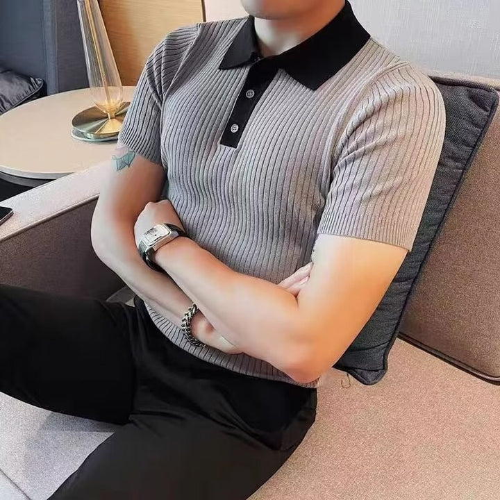 Herren Kurzarm Poloshirt mit Rippstruktur Echo Archiv