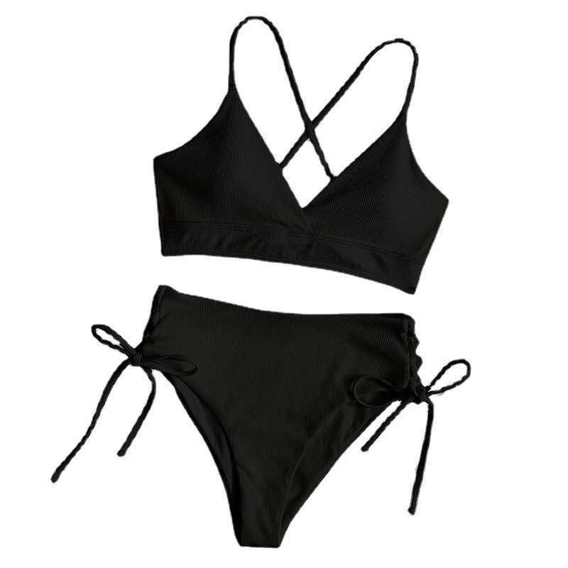 Damen Hochtaillierter Bikini mit verstellbaren Schnürdetails – Maréssa