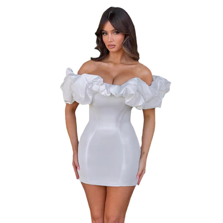 Damen Cocktailkleid mit voluminösen Rüschenärmeln Echo Archiv