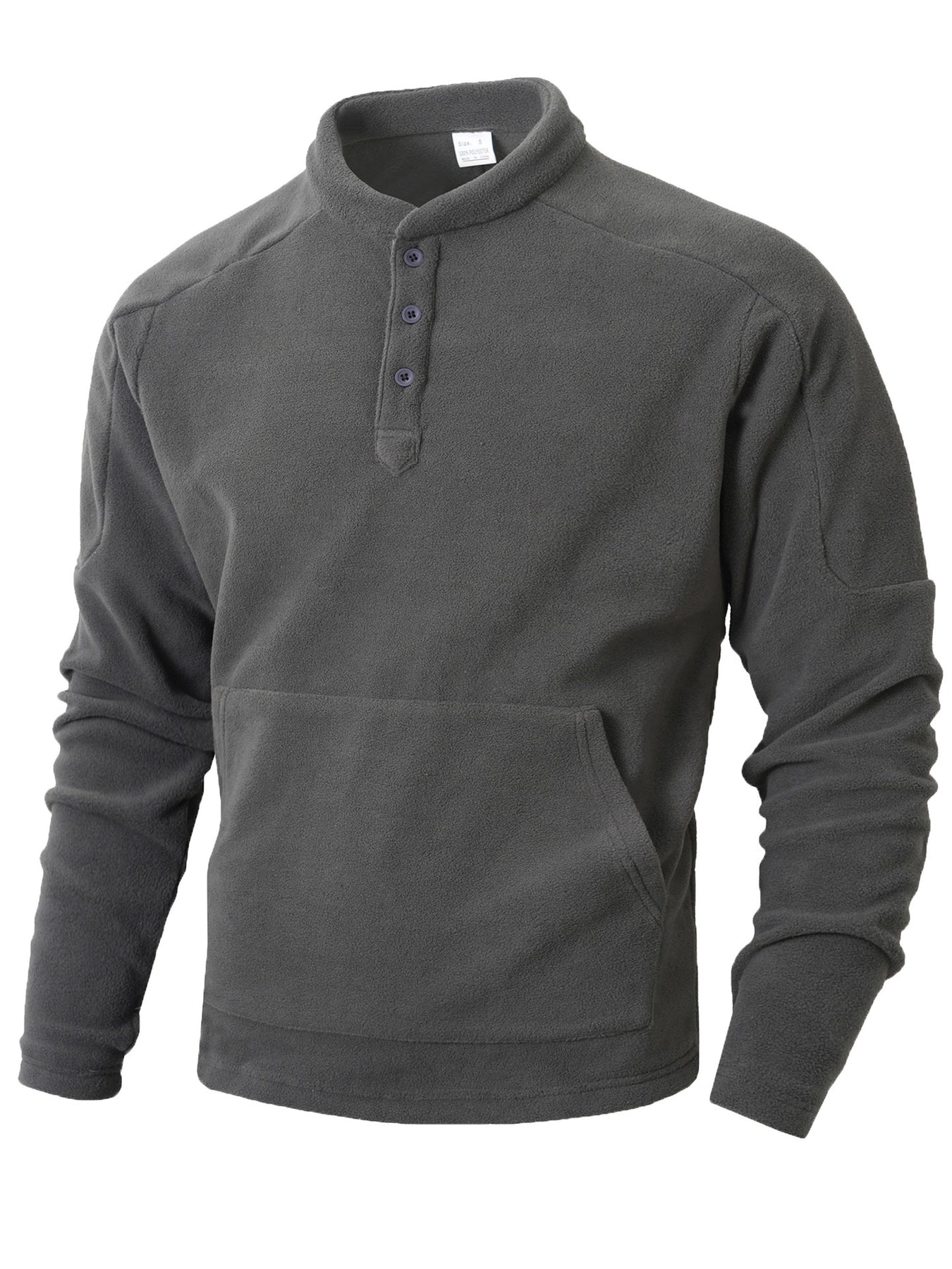 Herren Fleece-Pullover mit modischem Stehkragen und praktischen Knopfdetails Echoarchiv