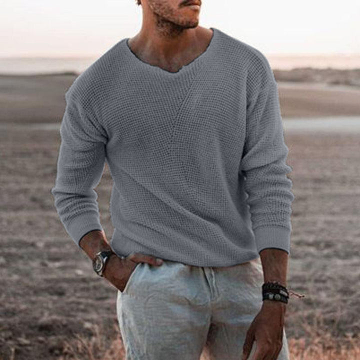 Herren Pullover mit V-Ausschnitt und strukturiertem Design Echoarchiv