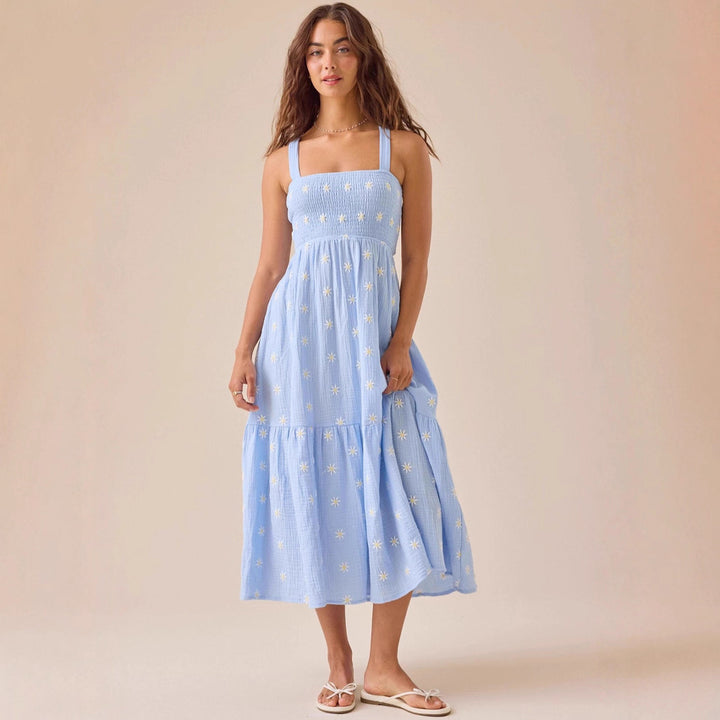 Damen Maxikleid mit gesticktem Design und luftiger Passform Echo Archiv