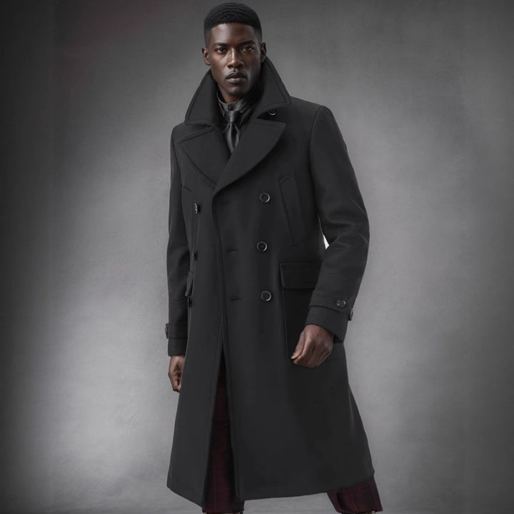 Herren eleganter Trenchcoat mit doppelter Knopfleiste Echoarchiv