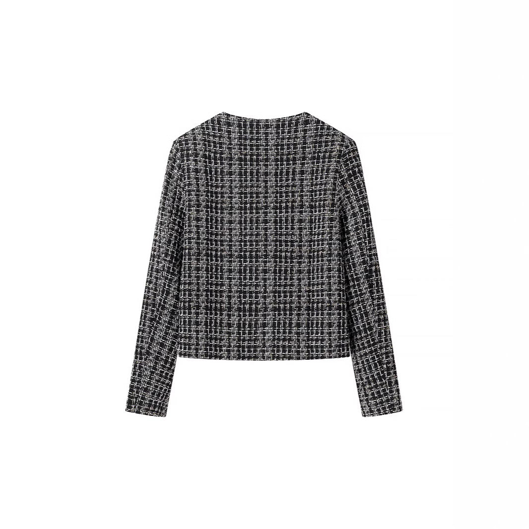 Damen Bouclé-Tweed-Jacke mit Zierknöpfen und kastiger Cropped-Silhouette Echo Archiv