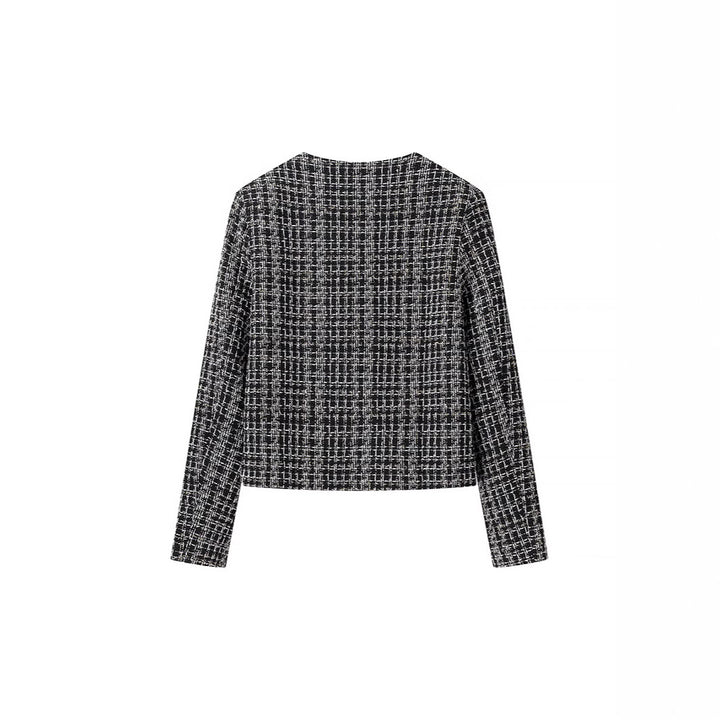 Damen Bouclé-Tweed-Jacke mit Zierknöpfen und kastiger Cropped-Silhouette Echo Archiv