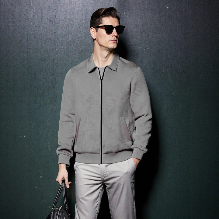 Herren sportliche Jacke mit strukturiertem Design und modernem Kragen Echoarchiv