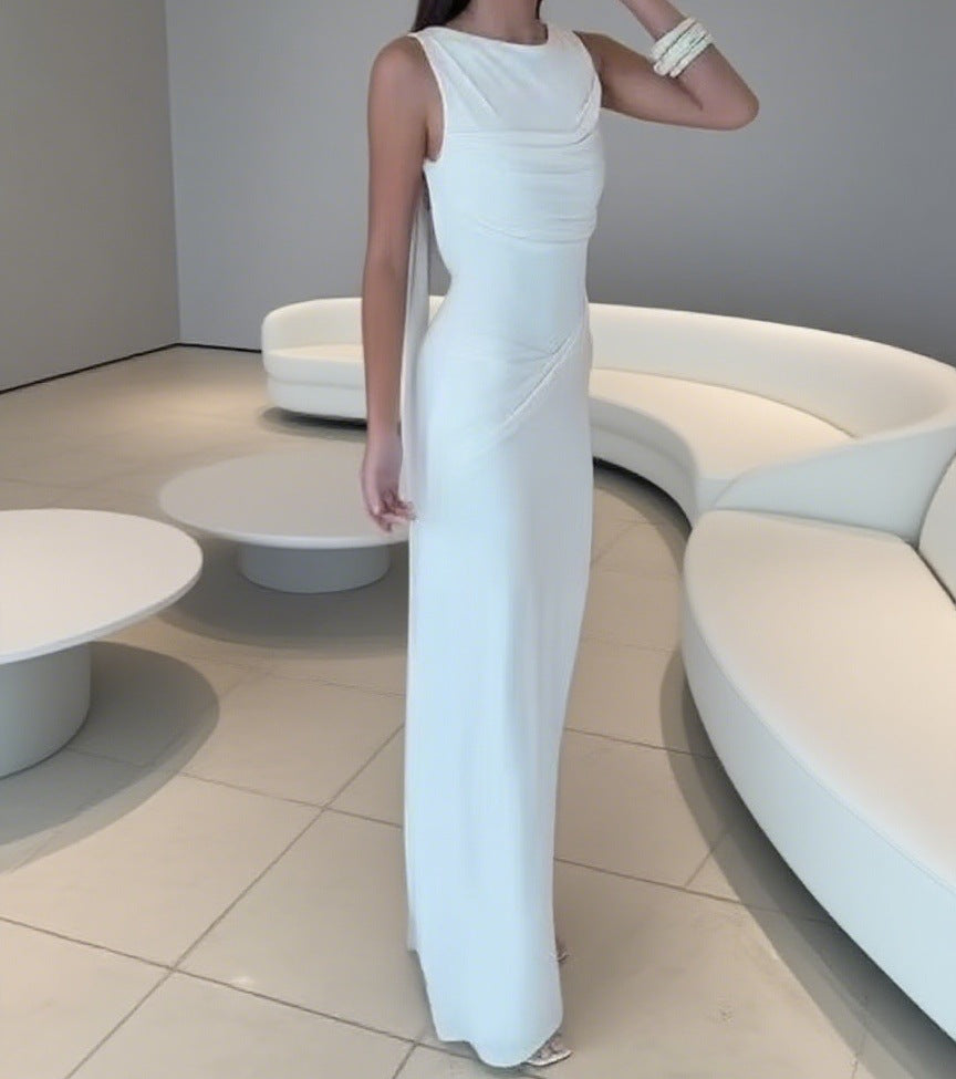 Damen Elegantes Maxi-Kleid mit raffinierter Drapierung und asymmetrischem Schnitt Echo Archiv