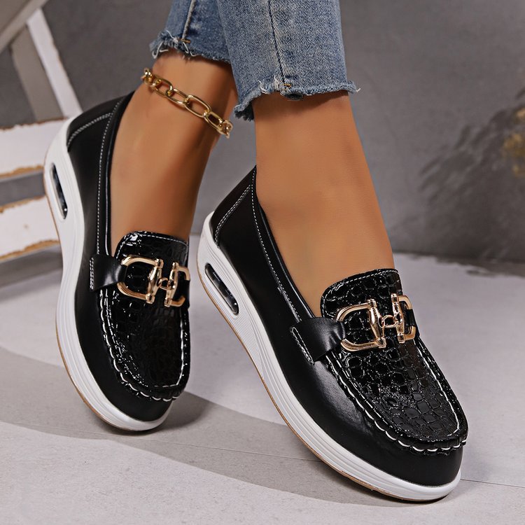 Damen  modische Plateau Loafer mit gepolstertem Luftkissenfußbett und Krokoprägung Echo Archiv