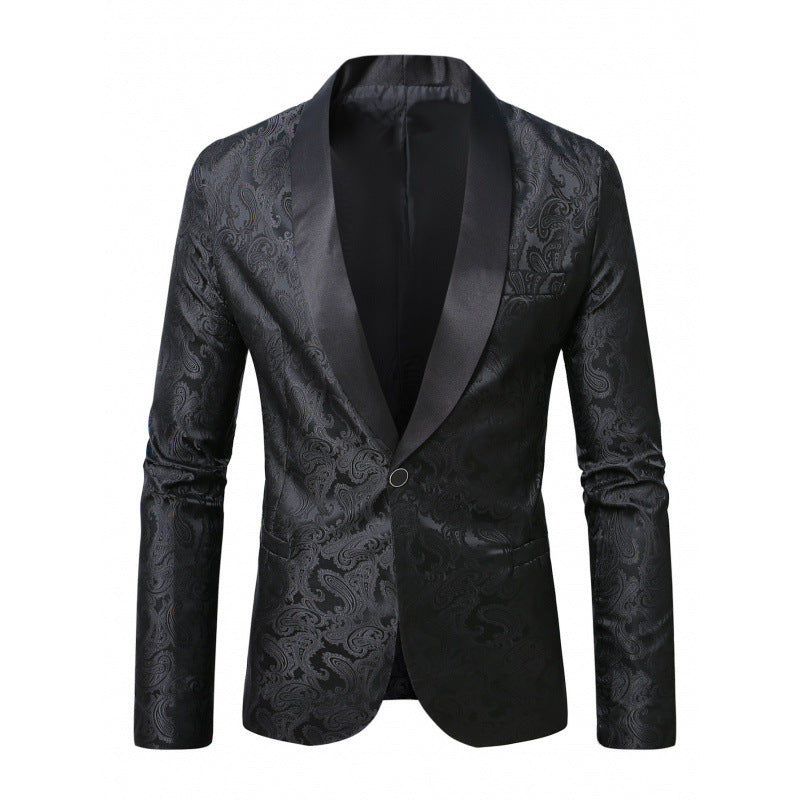 Herren Luxuriöser Satin Smoking-Blazer mit floralem Jacquard-Muster Echoarchiv