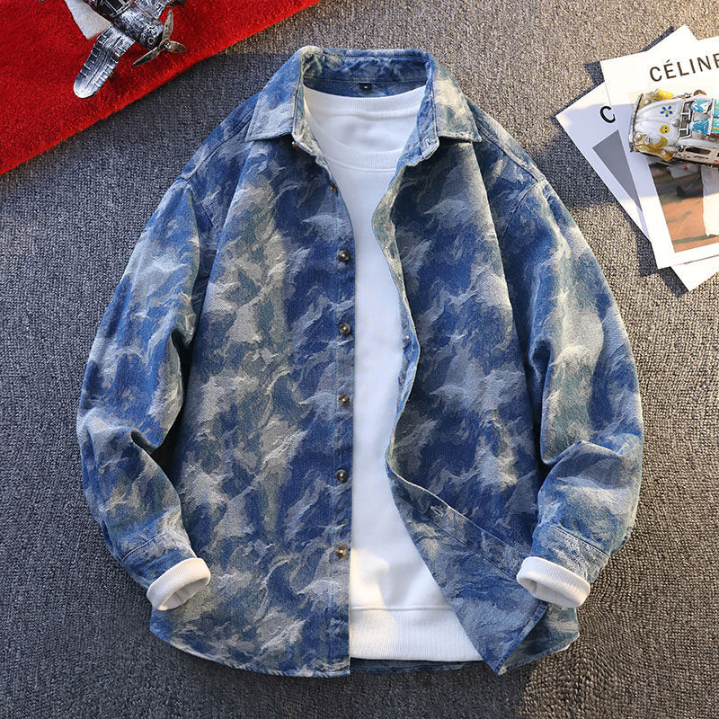 Herren lässige Denim-Hemdjacke im modernen Camouflage-Design Echoarchiv